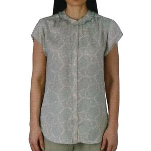 Joie Short Sleeve Scallped Edge Top w/ Paisley Stamp Print - XL - NWT